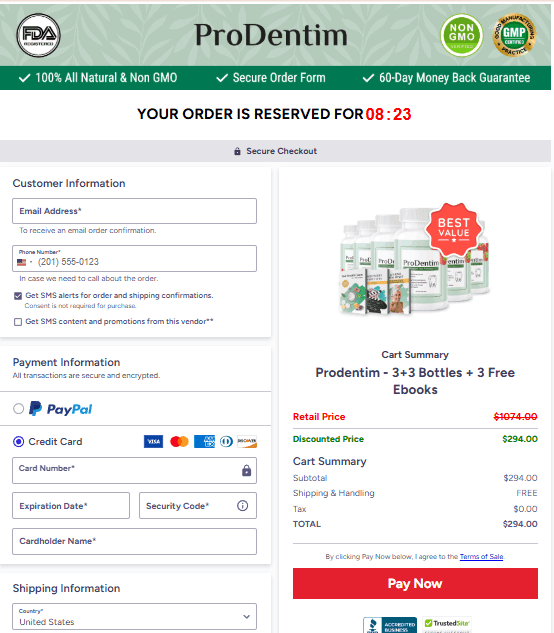 Prodentim Checkout Page